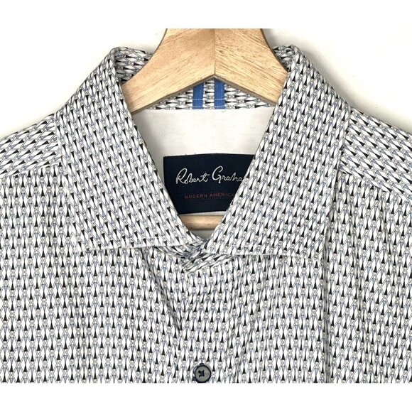Robert Graham Mens Shirt Button Up Geometric Modern Americana Long Sleeve XL - Picture 3 of 13